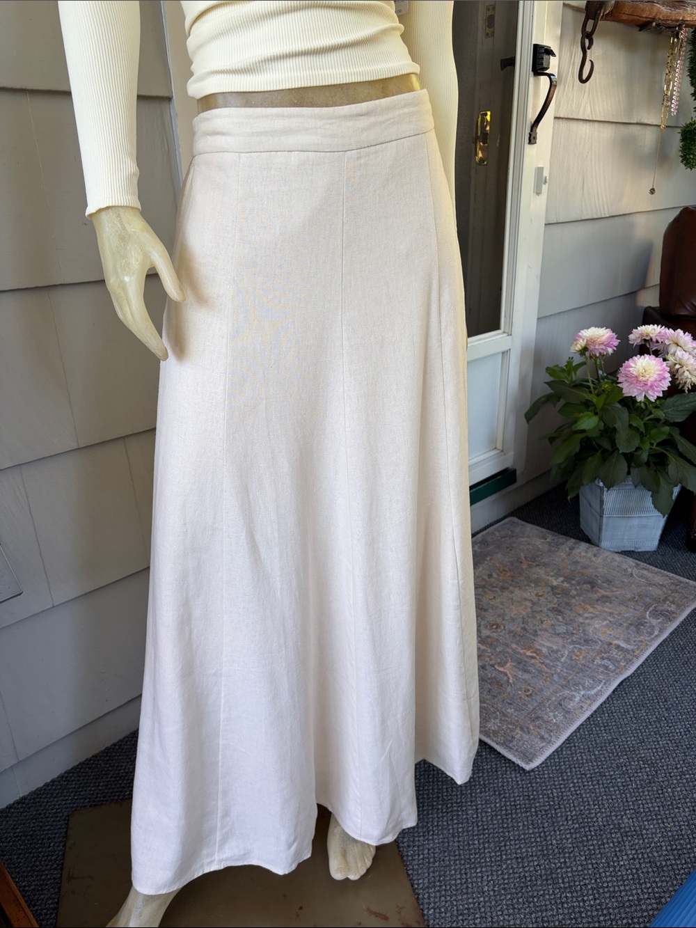 House of Harlow Linen Maxi A-Line Skirt